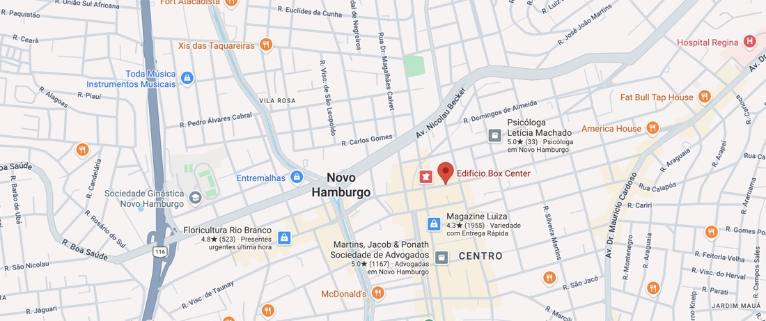 Mapa da localização da Vita Saúde no Centro de Novo Hamburgo